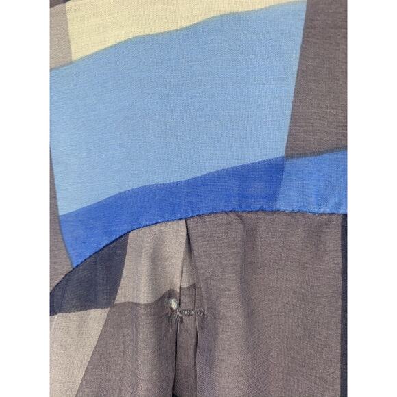 Vince Geometric Shift Dress Womens Size 4 silk blend Artsy Blue Gray - Picture 7 of 7